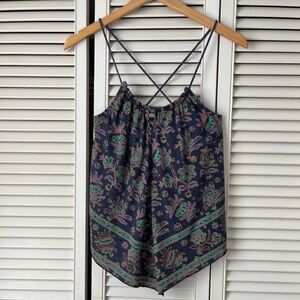 American Eagle Outfitters Navy Floral Crisscross Cami